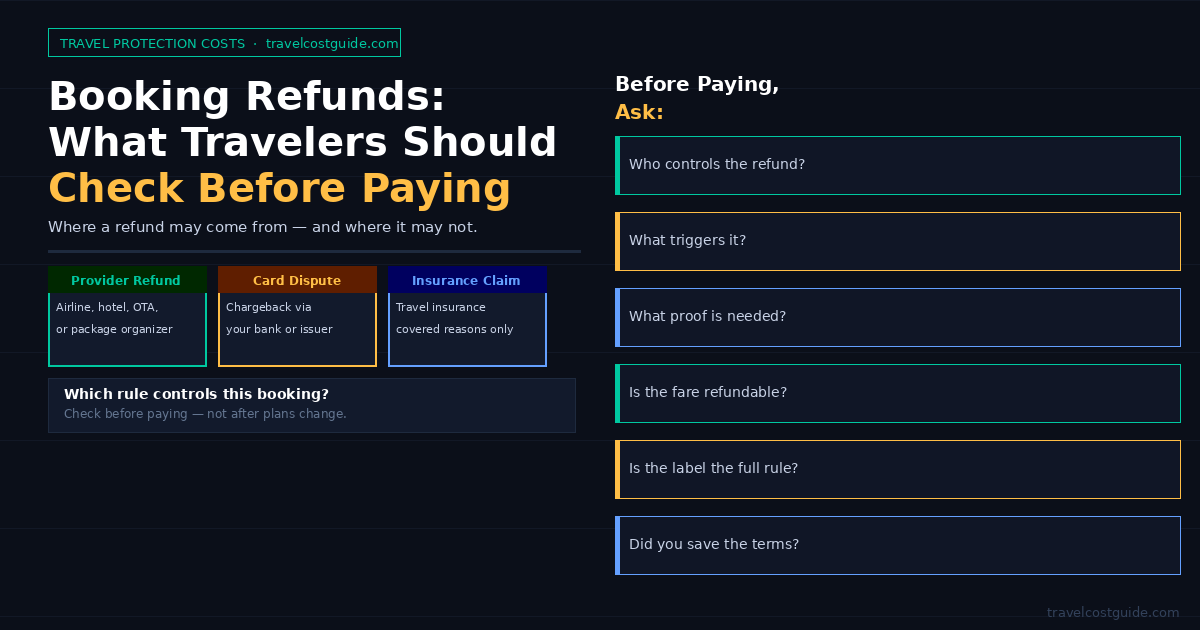 Booking refunds overview showing refund questions travelers should ask before paying